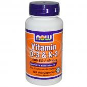 Now Foods Vitamin D-3 & K-2 120 vcaps